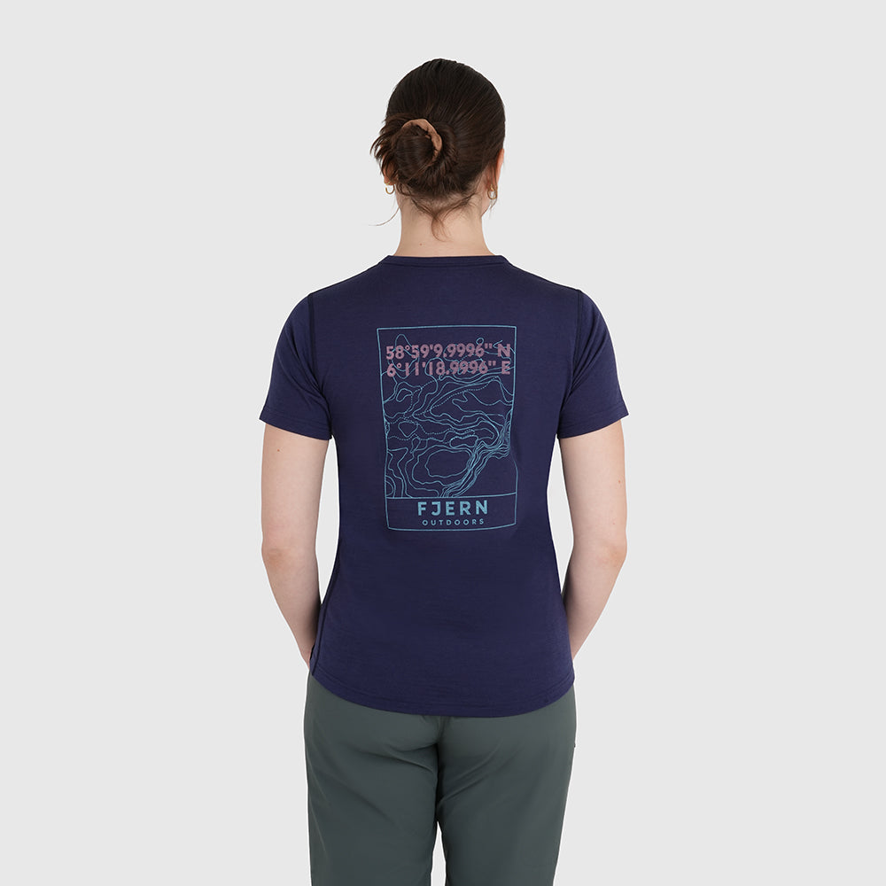 Womens Preikestolen Merino Blend T-Shirt (Navy/Mineral Blue)