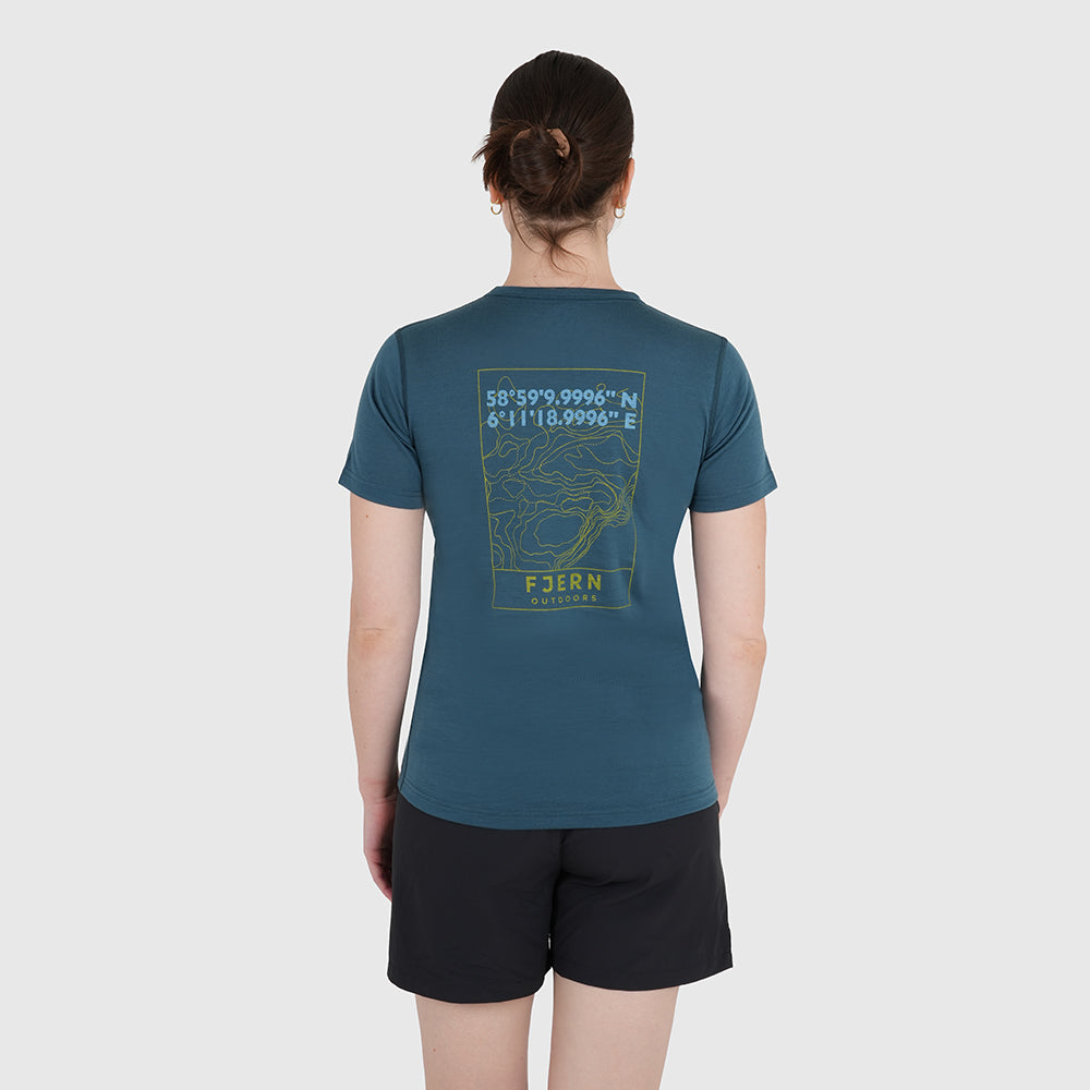Womens Preikestolen Merino Blend T-Shirt (Petrol/Lime)