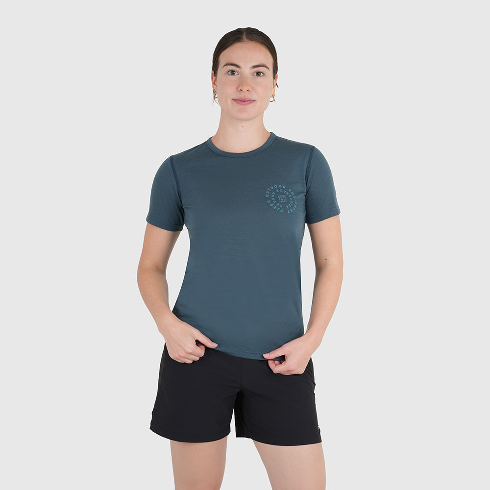 Womens Roundel Merino Blend T-shirt (Orion Blue/Mineral Blue)