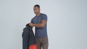 Mens Aktiv Down Hooded Jacket (Black/Orange)