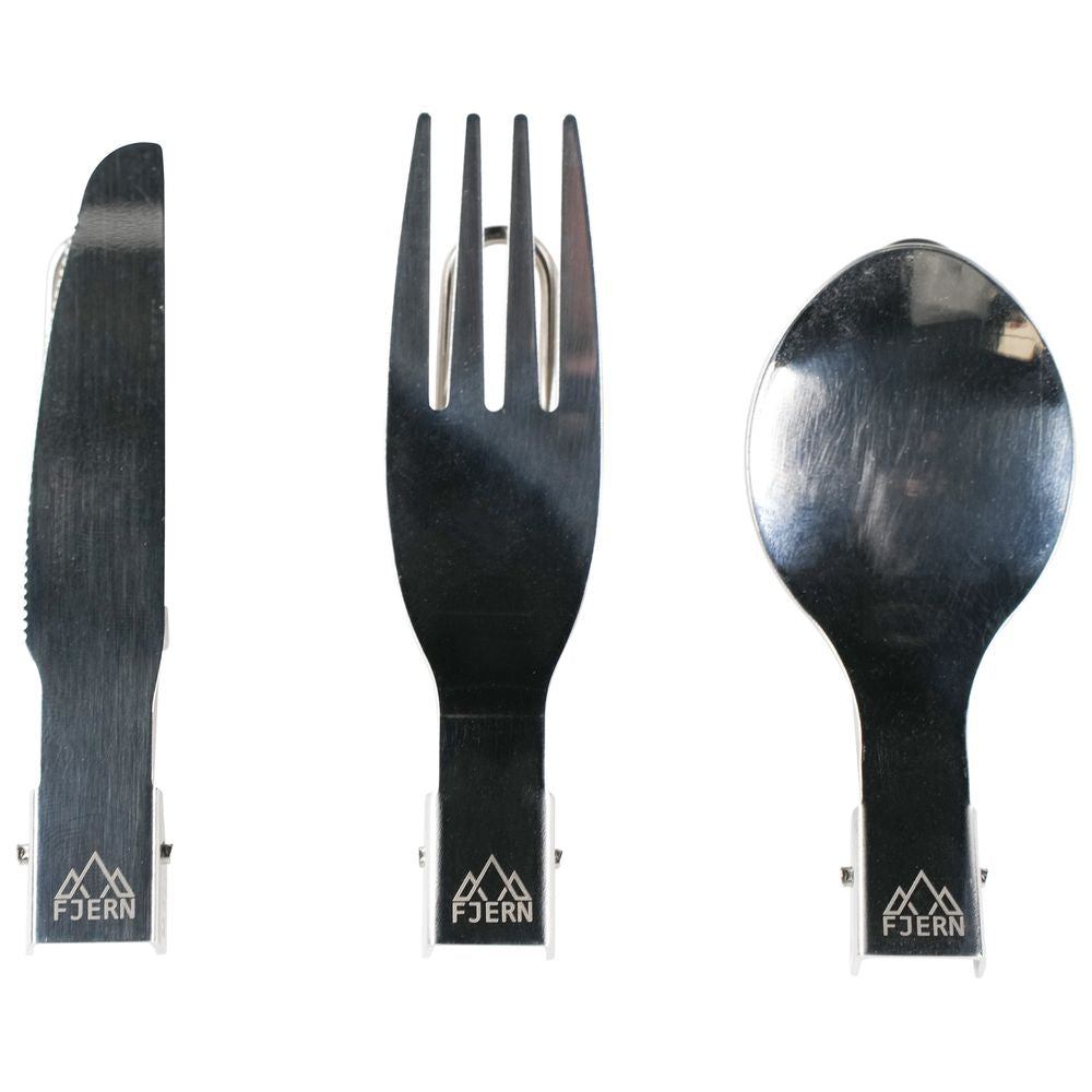 Fjern - Bestick 3 Piece Cutlery Set (Silver) | Our foldable stainless steel knife, fork, and spoon set is perfect space-saving trio for outdoor adventurers