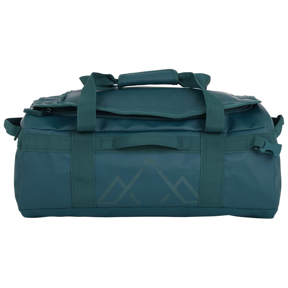 Fjern - Fördra 40L Duffle Bag (Petrol) | Made from durable 100% recycled polyester with a TPU-film laminate, the Fördra duffle bag offers 40L of storage, multiple pockets, and versatile carrying options