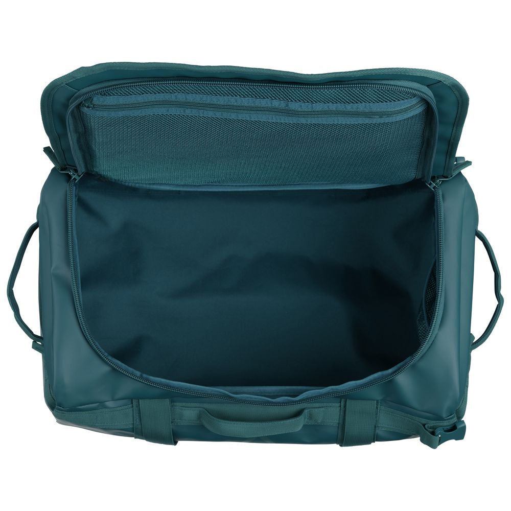 Fjern - Fördra 40L Duffle Bag (Petrol) | Made from durable 100% recycled polyester with a TPU-film laminate, the Fördra duffle bag offers 40L of storage, multiple pockets, and versatile carrying options