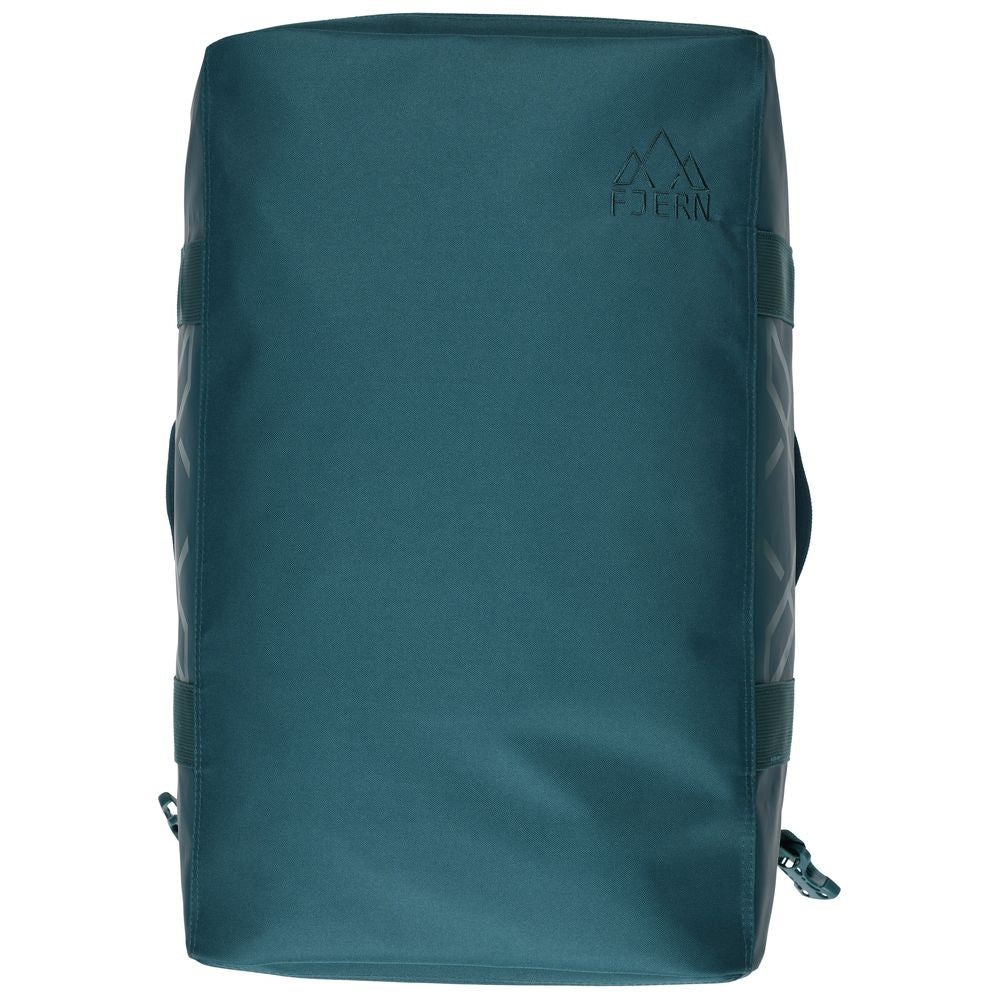 Fjern - Fördra 40L Duffle Bag (Petrol) | Made from durable 100% recycled polyester with a TPU-film laminate, the Fördra duffle bag offers 40L of storage, multiple pockets, and versatile carrying options