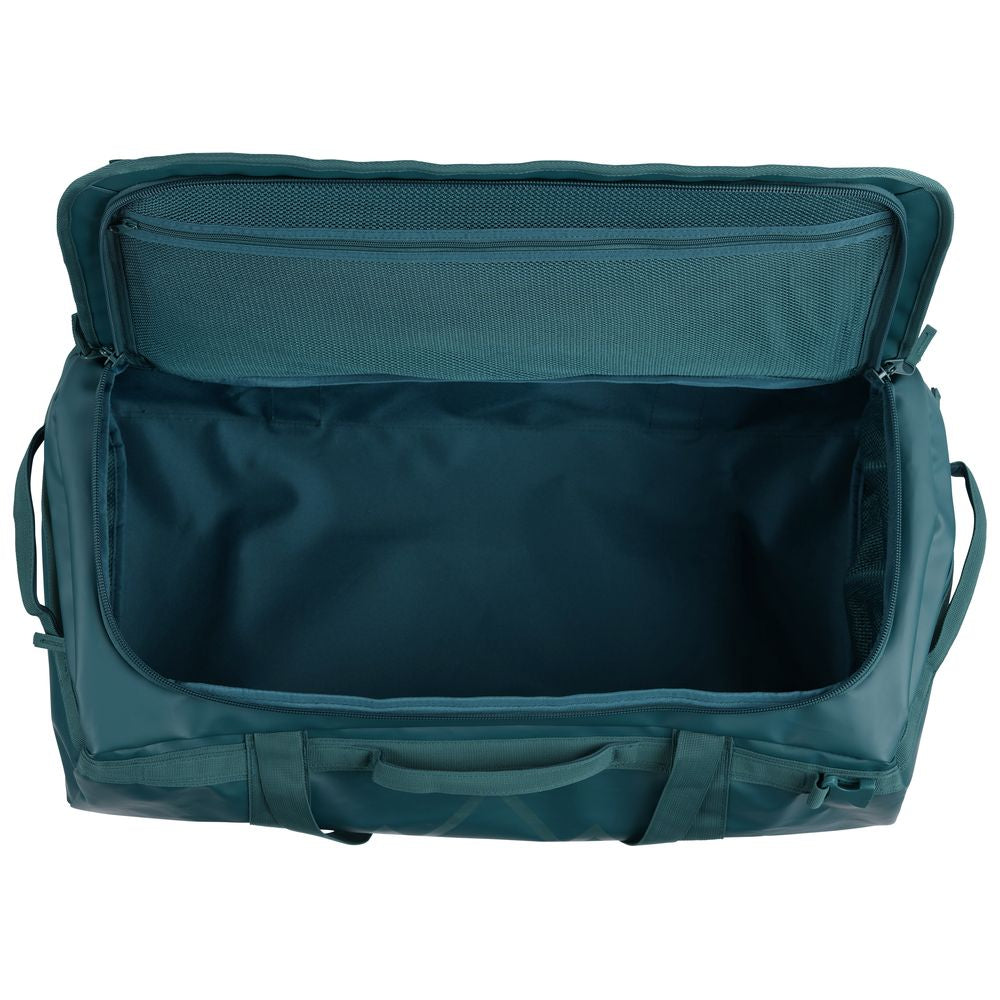 Fjern - Fördra 70L Duffle Bag (Petrol) | Made from durable 100% recycled polyester with a TPU-film laminate, the Fördra duffle bag offers 70L of storage, multiple pockets, and versatile carrying options