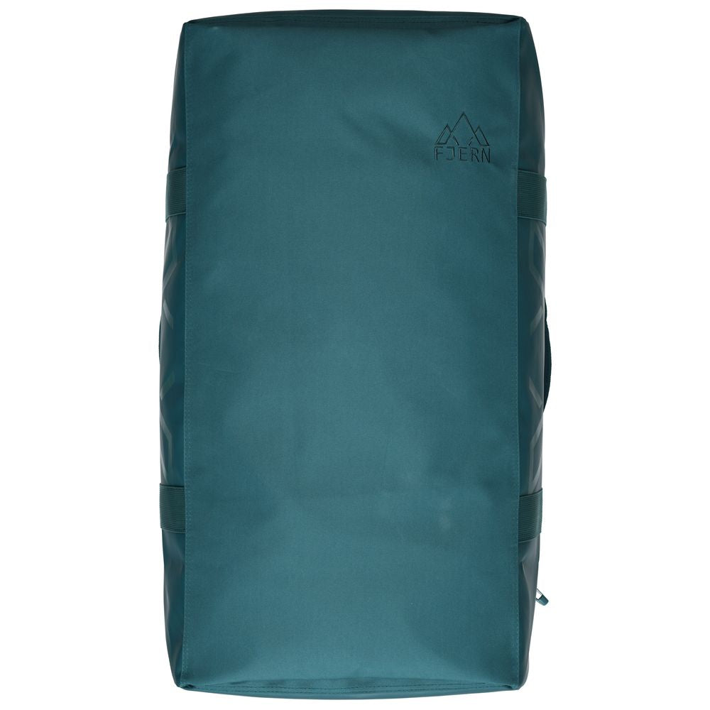 Fjern - Fördra 70L Duffle Bag (Petrol) | Made from durable 100% recycled polyester with a TPU-film laminate, the Fördra duffle bag offers 70L of storage, multiple pockets, and versatile carrying options