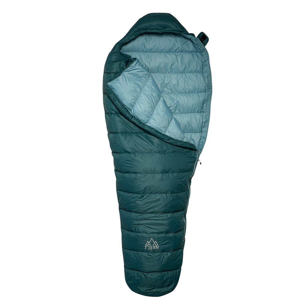 Fjern - Hygge 200 Down Sleeping Bag (Petrol/Arctic Blue) | Gear up for your fast-and-light adventures with the Hygge 200, an ultralight down-filled sleeping bag