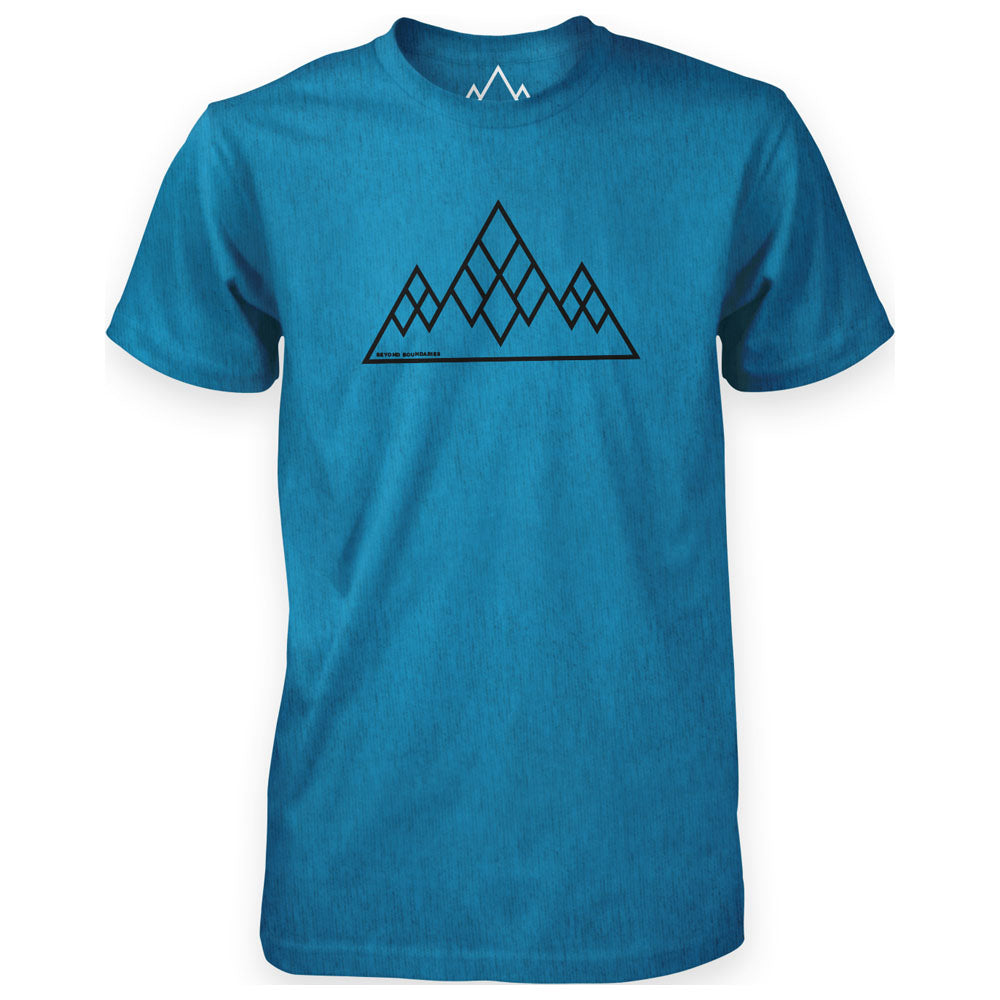 Fjern - Mens 3 Peaks T-Shirt (Blue Marl) | Sustainable style in our casual branded tee, crafted from reclaimed materials to take you Beyond Boundaries