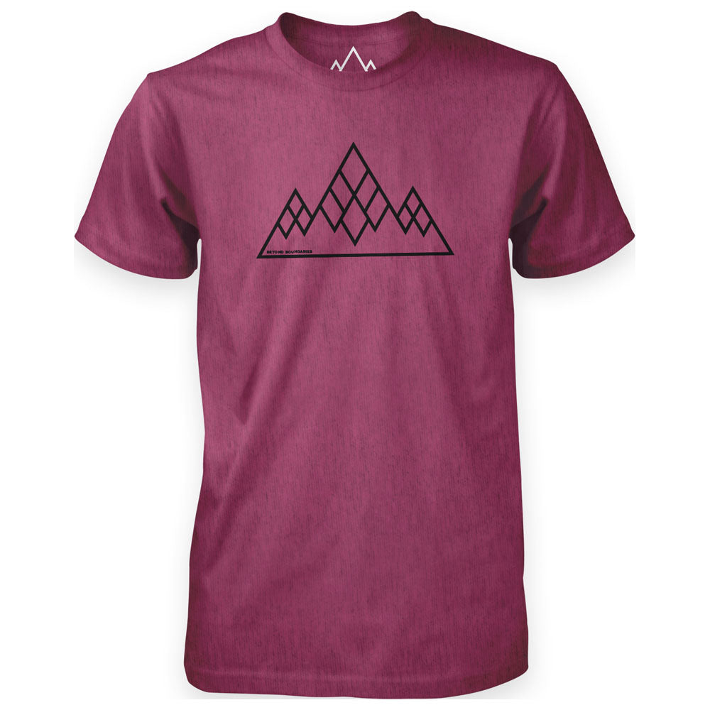 Fjern - Mens 3 Peaks T-Shirt (Plum Marl) | Sustainable style in our casual branded tee, crafted from reclaimed materials to take you Beyond Boundaries