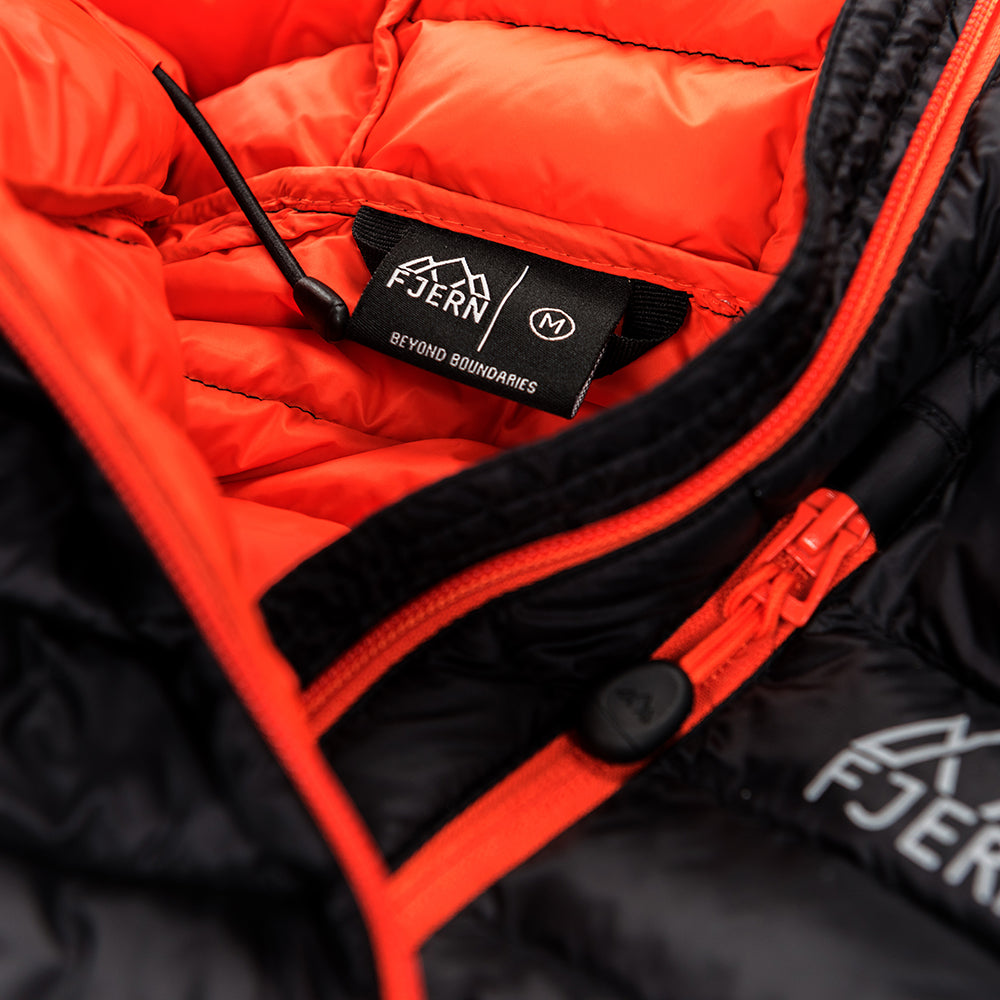 Fjern - Mens Aktiv Down Hooded Jacket (Black/Orange)