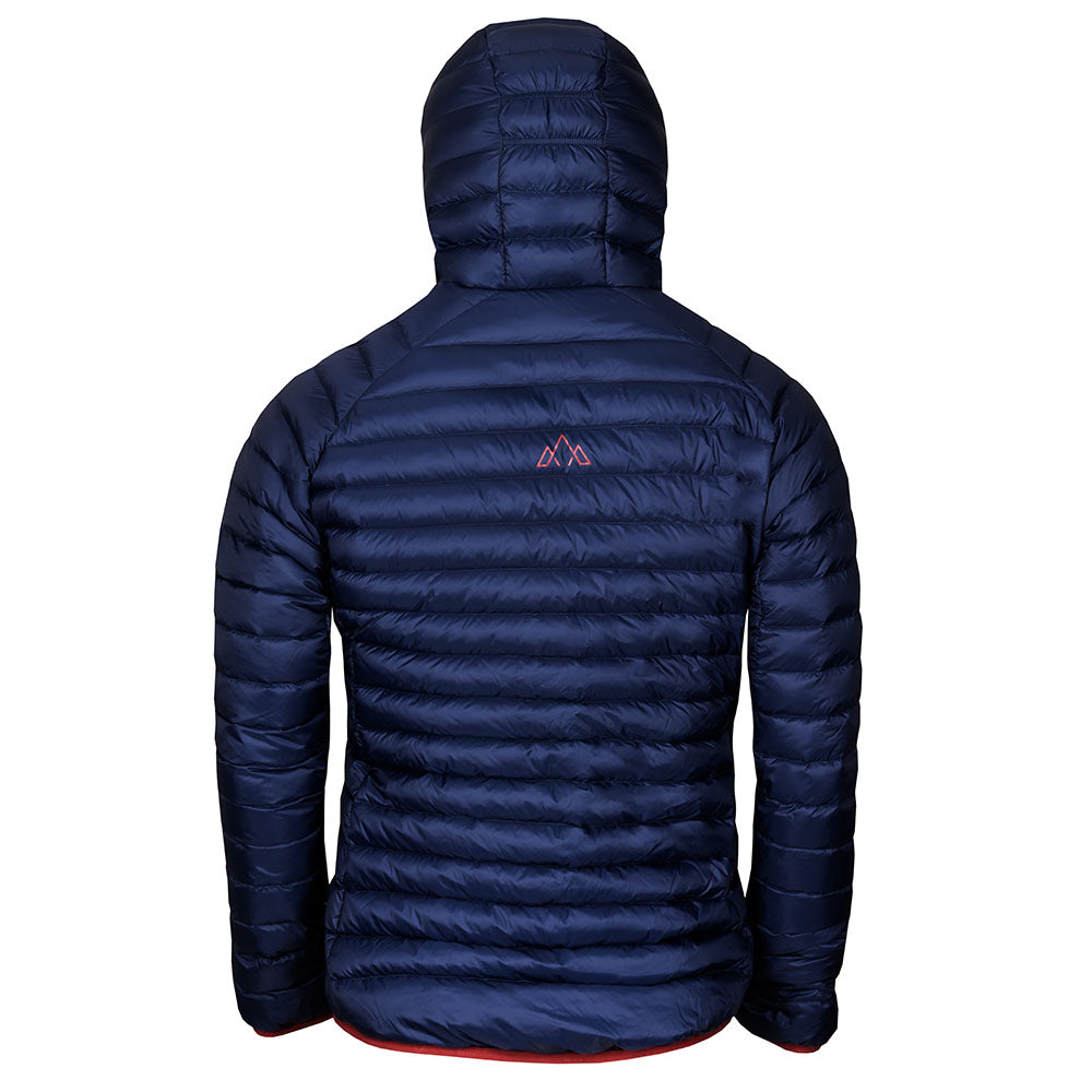 Fjern - Mens Aktiv Down Hooded Jacket (Navy/Rust) | Venture further with the Aktiv, a versatile and lightweight insulated layer that offers exceptional warmth in a compact package