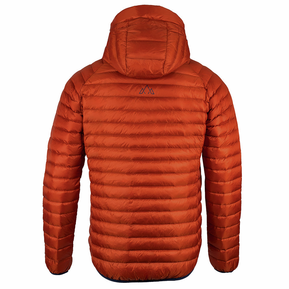 Fjern - Mens Aktiv Down Hooded Jacket (Burnt Orange/Navy) | Venture further with the Aktiv, a versatile and lightweight insulated layer that offers exceptional warmth in a compact package