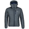 Fjern - Mens Aktiv Down Hooded Jacket (Charcoal/Navy) | Venture further with the Aktiv, a versatile and lightweight insulated layer that offers exceptional warmth in a compact package