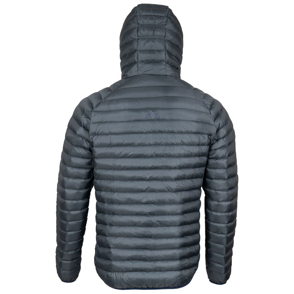 Fjern - Mens Aktiv Down Hooded Jacket (Charcoal/Navy) | Venture further with the Aktiv, a versatile and lightweight insulated layer that offers exceptional warmth in a compact package