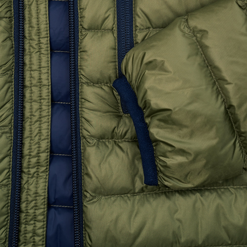 Fjern - Mens Aktiv Down Hoodless Jacket (Olive/Navy) | Venture further with the Aktiv, a versatile and lightweight insulated layer that offers exceptional warmth in a compact package