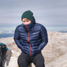 Fjern - Mens Arktis II Down Hooded Jacket (Navy/Rust) | The Arktis II is an incredibly versatile insulated layer that stands strong in brutal conditions