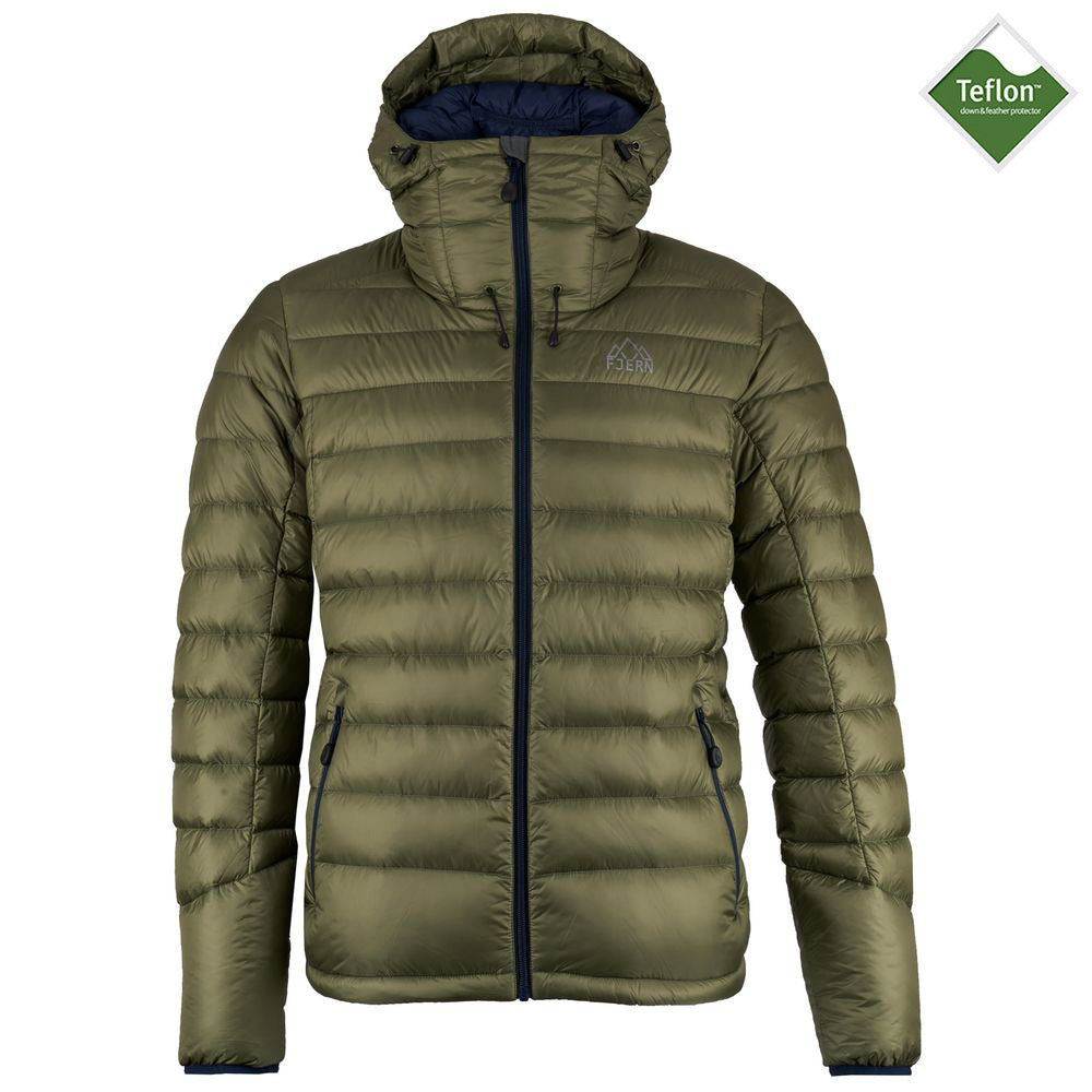 Fjern - Mens Arktis II Down Hooded Jacket (Olive/Navy) | The Arktis II is an incredibly versatile insulated layer that stands strong in brutal conditions