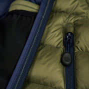 Fjern - Mens Arktis II Down Hooded Jacket (Olive/Navy) | The Arktis II is an incredibly versatile insulated layer that stands strong in brutal conditions