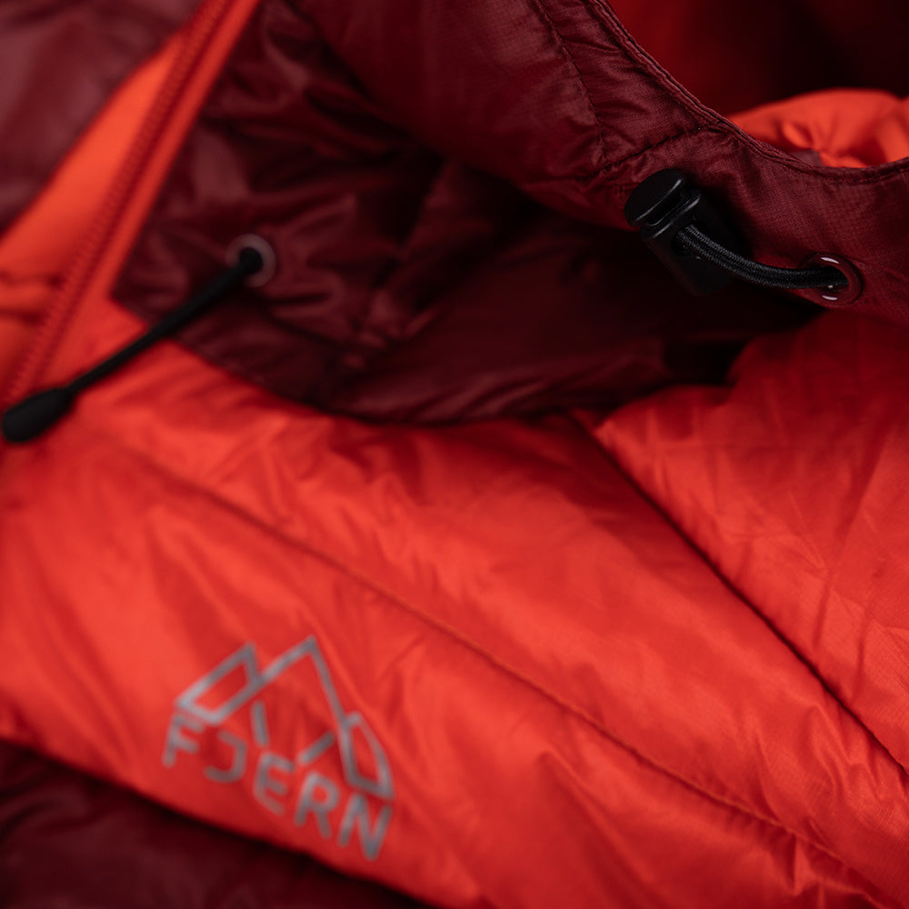 Fjern - Mens Arktis II Down Hooded Jacket (Rust/Orange) | The Arktis II is an incredibly versatile insulated layer that stands strong in brutal conditions