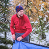 Fjern - Mens Bresprekk Half Zip Grid Fleece (Raspberry Red/Rust) | Designed to meet the demands of ever-changing alpine conditions, the Bresprekk functions as both a winter baselayer and a lightweight midlayer