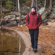 Fjern - Mens Eco Aktiv Down Hooded Jacket (Rust/Charcoal) | Your passport to staying warm and comfortable on alpine pursuits