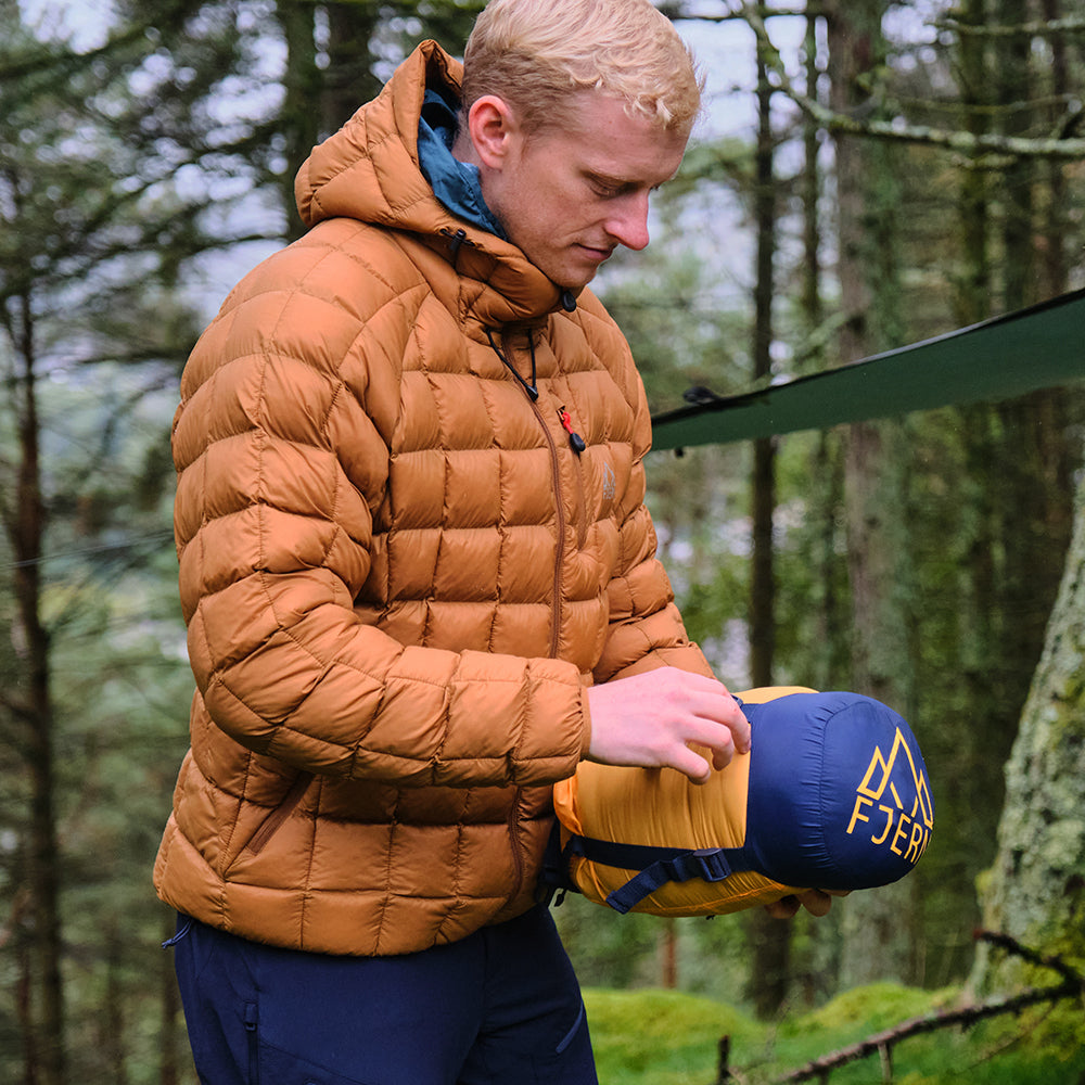 Fjern - Mens Eldur Eco Insulated Jacket (Mustard) | The Eldur Jacket is your essential lightweight, warm, and sustainable choice for outdoor adventures