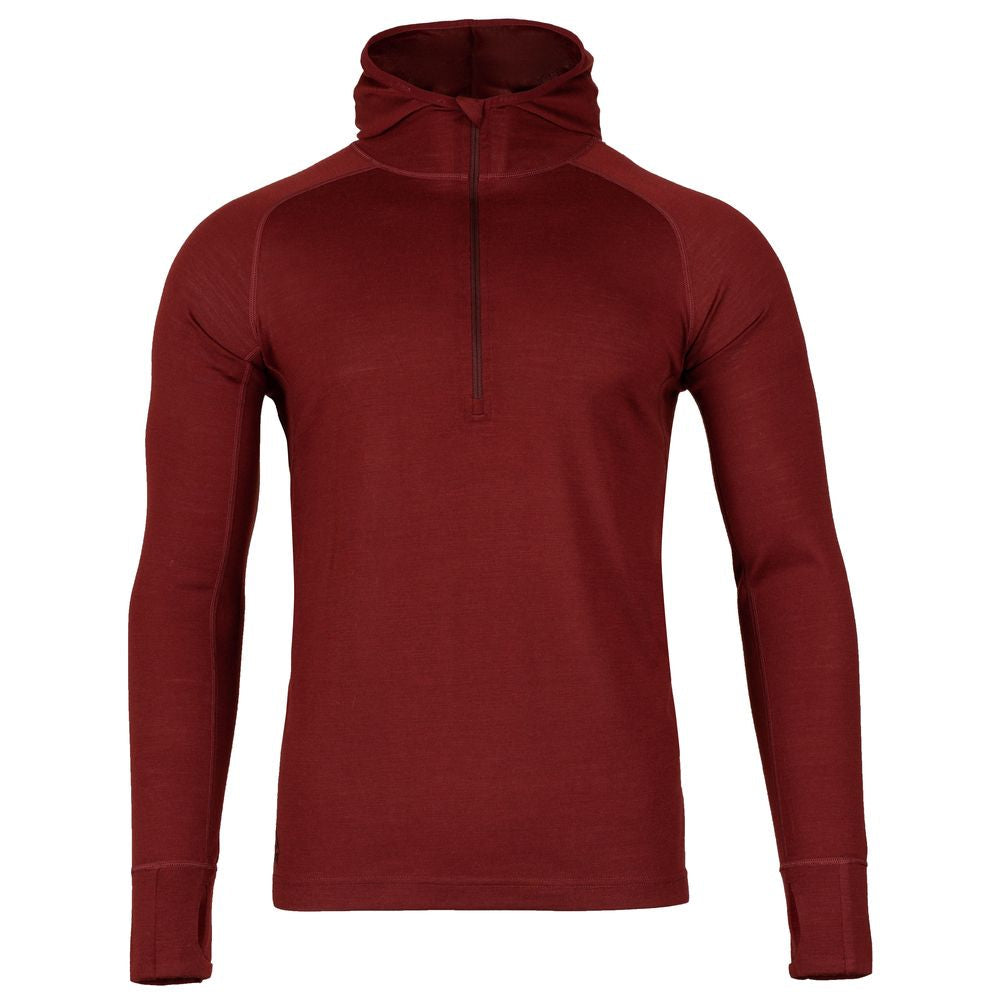 Fjern - Mens Första Merino Blend Long Sleeve Hoodie Baselayer (Rust) | Embark on your next adventure with the Första Hoodie, a lightweight and high-performance technical hoodie