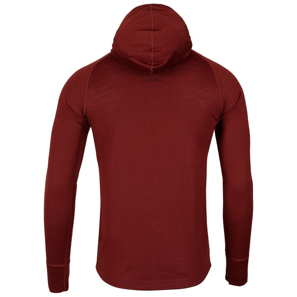 Fjern - Mens Första Merino Blend Long Sleeve Hoodie Baselayer (Rust) | Embark on your next adventure with the Första Hoodie, a lightweight and high-performance technical hoodie