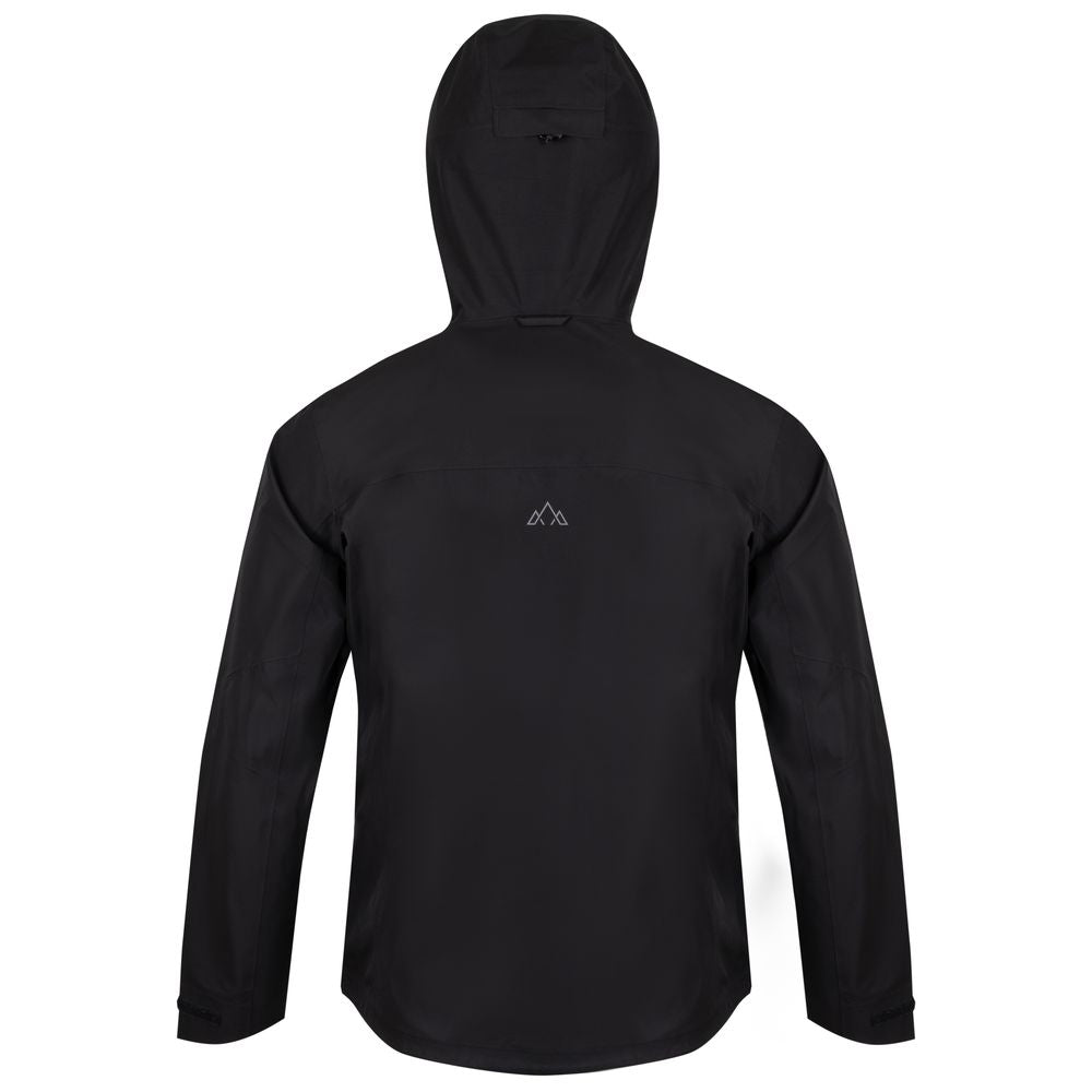 Fjern - Mens Forsvar Eco Waterproof Jacket (Black) | A testament to sustainable exploration, the Forsvar integrates planet-conscious waterproofing with a 15k/15k ecoSHIELD® fabric, crafted entirely from recycled polyester