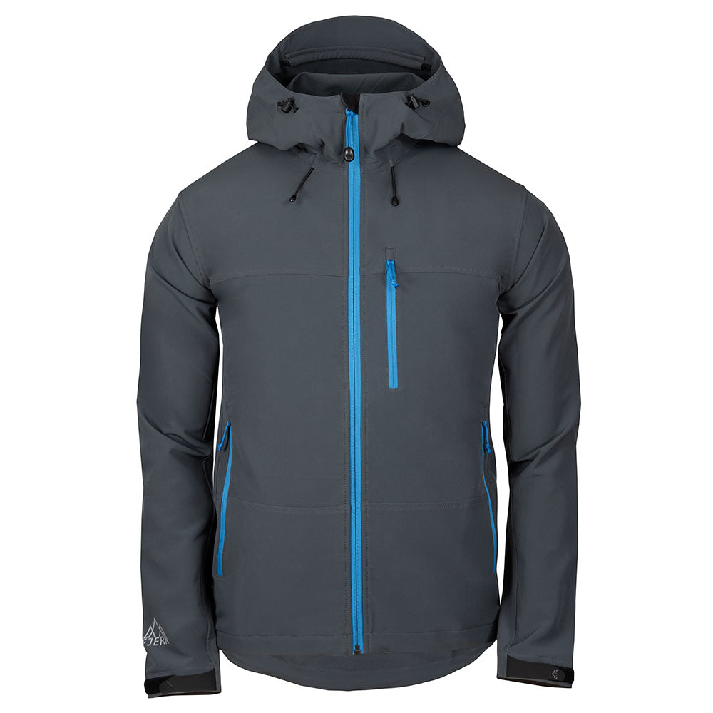 Fjern - Mens Grenser Softshell Jacket (Charcoal/Cobalt) | Conquer the mountains with the Grenser softshell, the ultimate jacket for alpine adventures