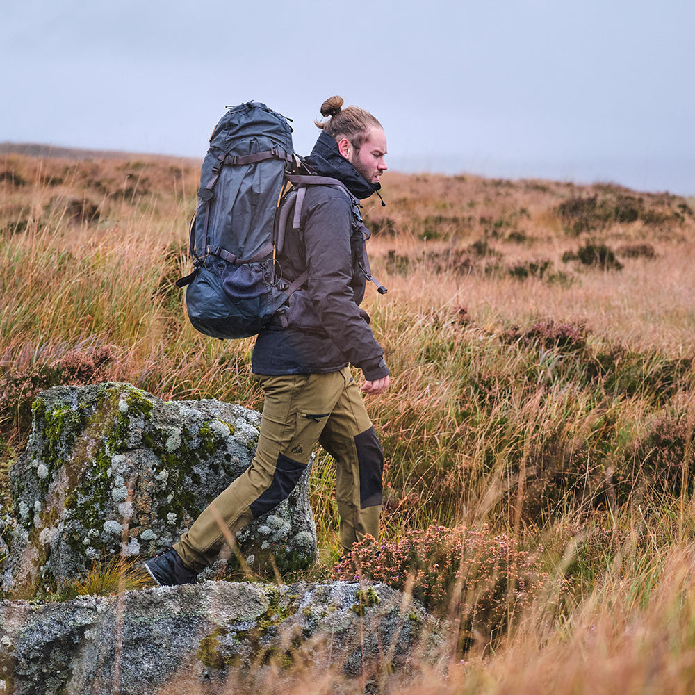 Fjern - Mens Hagna Eco Softshell Trousers (Moss/Black) | Explore the wild with trousers designed for the most challenging terrains