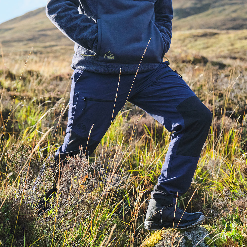 Fjern - Mens Hagna Eco Softshell Trousers (Navy/Black) | Explore the wild with trousers designed for the most challenging terrains