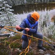 Fjern - Mens Husly Super Insulated Jacket (Navy/Electric) | Brave the extreme cold with our warmest insulated layer, perfect for climbing and outdoor adventures in frigid conditions
