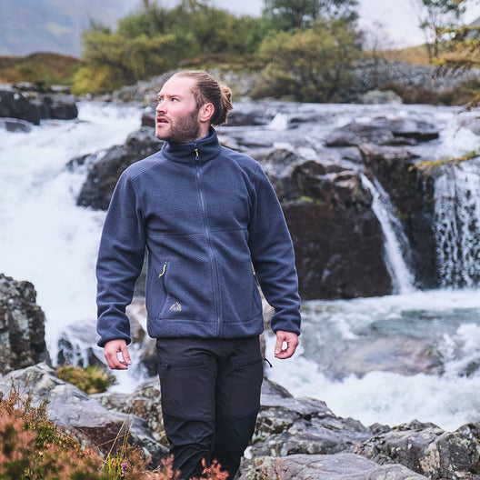 Fjern - Mens Mysig Eco Full Zip Fleece (Storm/Lime) | The Mysig Eco Fleece is your essential mid-layer for every outdoor adventure
