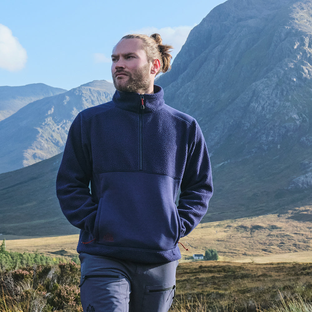 Fjern - Mens Mysig Eco Half Zip Fleece (Navy/Rust) | The Mysig Eco Fleece is your essential mid-layer for every outdoor adventure