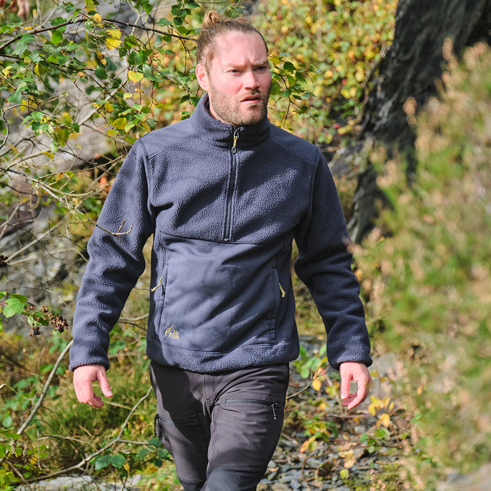 Fjern - Mens Mysig Eco Half Zip Fleece (Storm/Lime) | The Mysig Eco Fleece is your essential mid-layer for every outdoor adventure