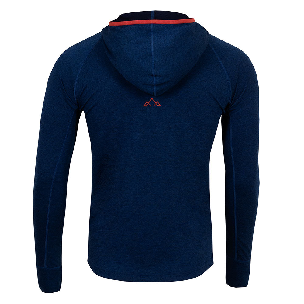 Fjern - Mens Terreng Merino Blend Half Zip Hoodie (Navy) | Embark on your next alpine adventure with a light-weight, technical hoodie designed for performance