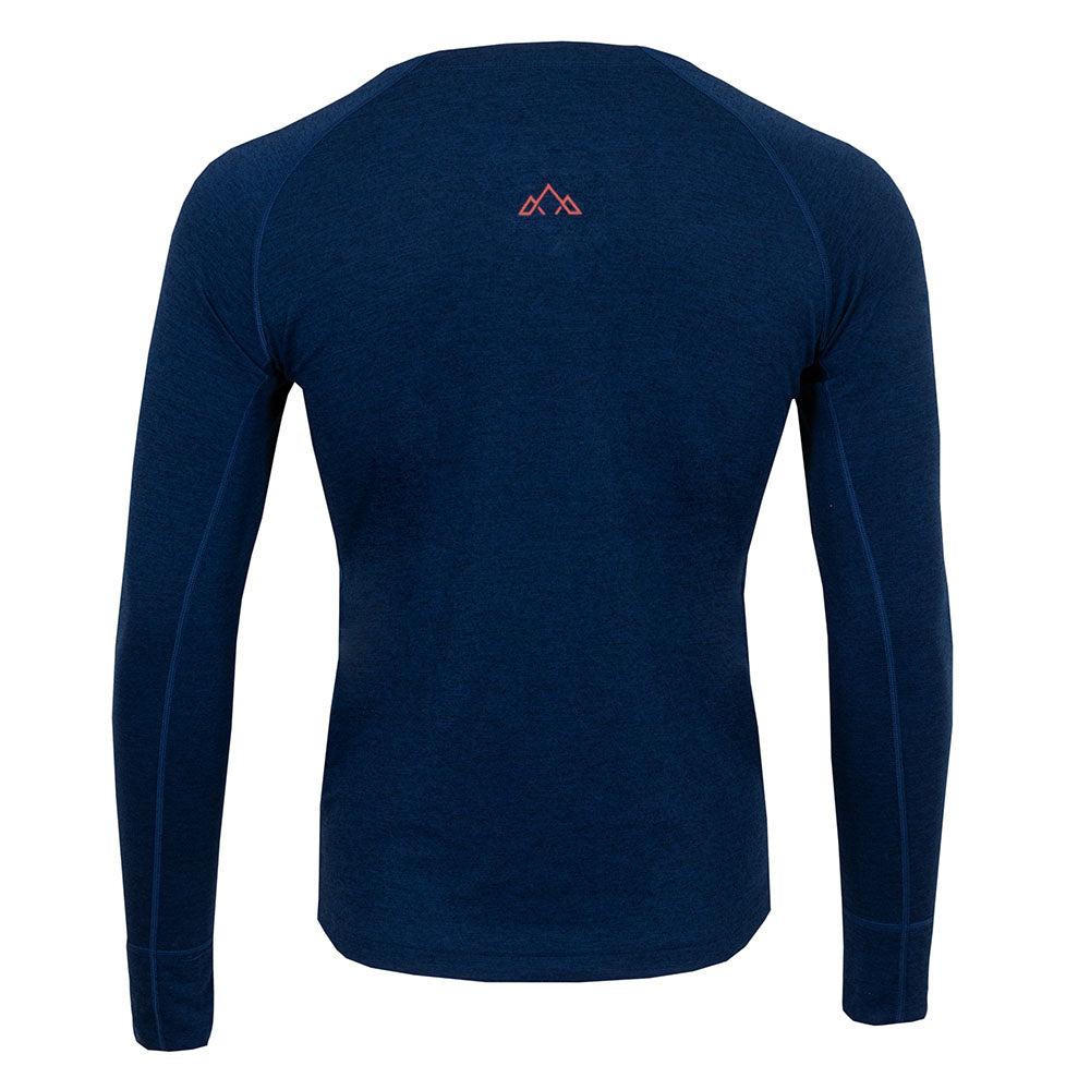 Fjern - Mens Terreng Merino Blend Long Sleeve Base Layer (Navy) | Scale new heights with our lightweight technical crew, built for alpine adventures