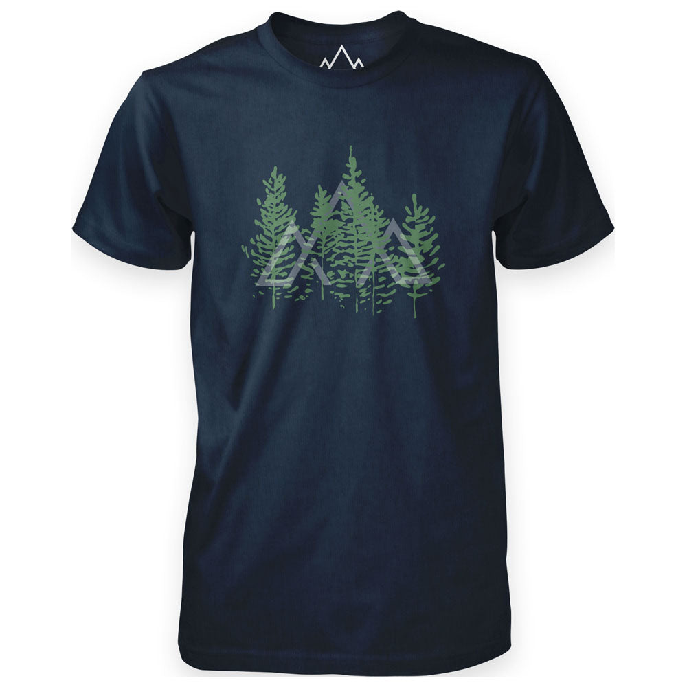 Fjern - Mens Tree Line T-Shirt (Navy Marl) | Step into the wild with our eco-friendly casual tee, made from 100% recycled materials
