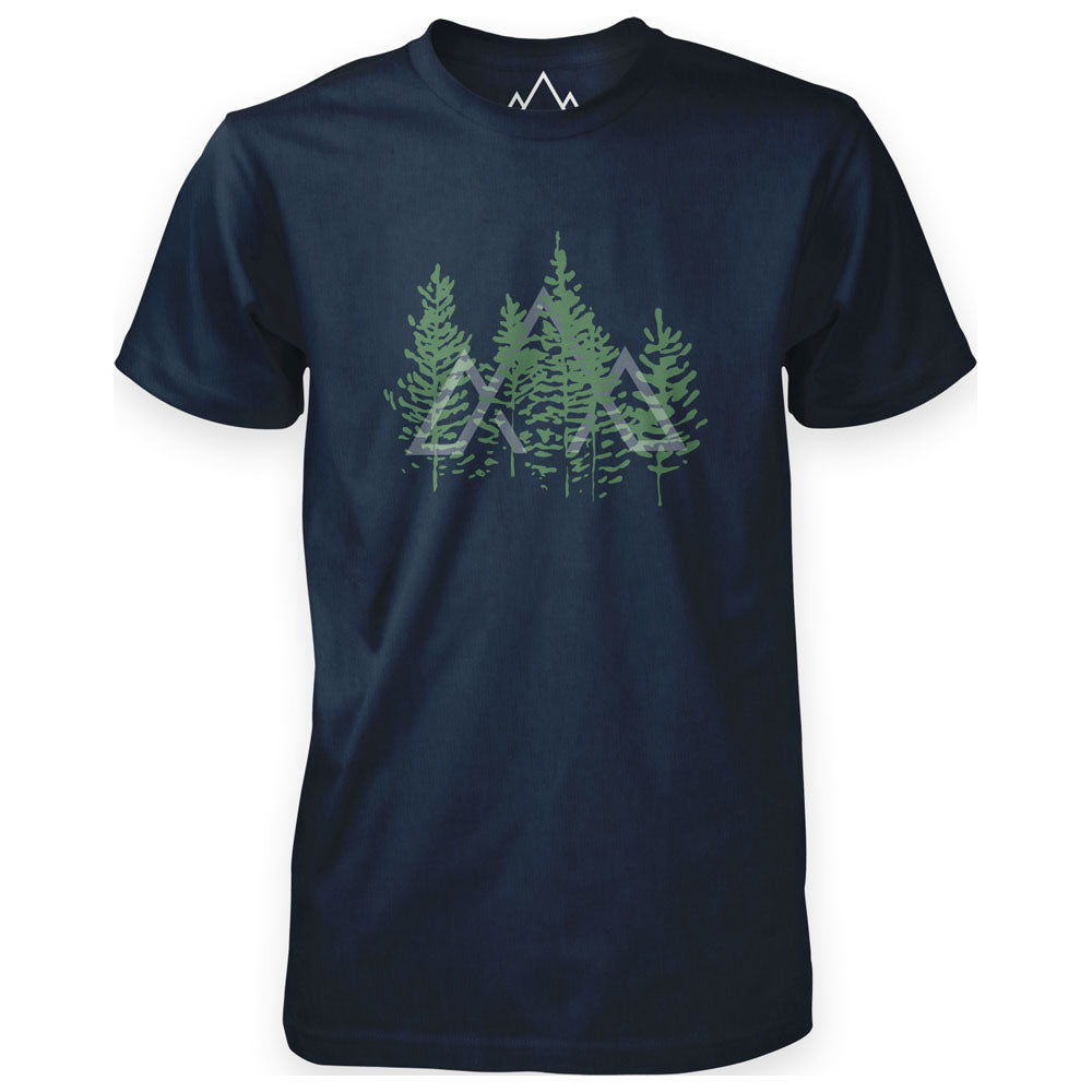 Fjern - Mens Tree Line T-Shirt (Navy Marl) | Step into the wild with our eco-friendly casual tee, made from 100% recycled materials