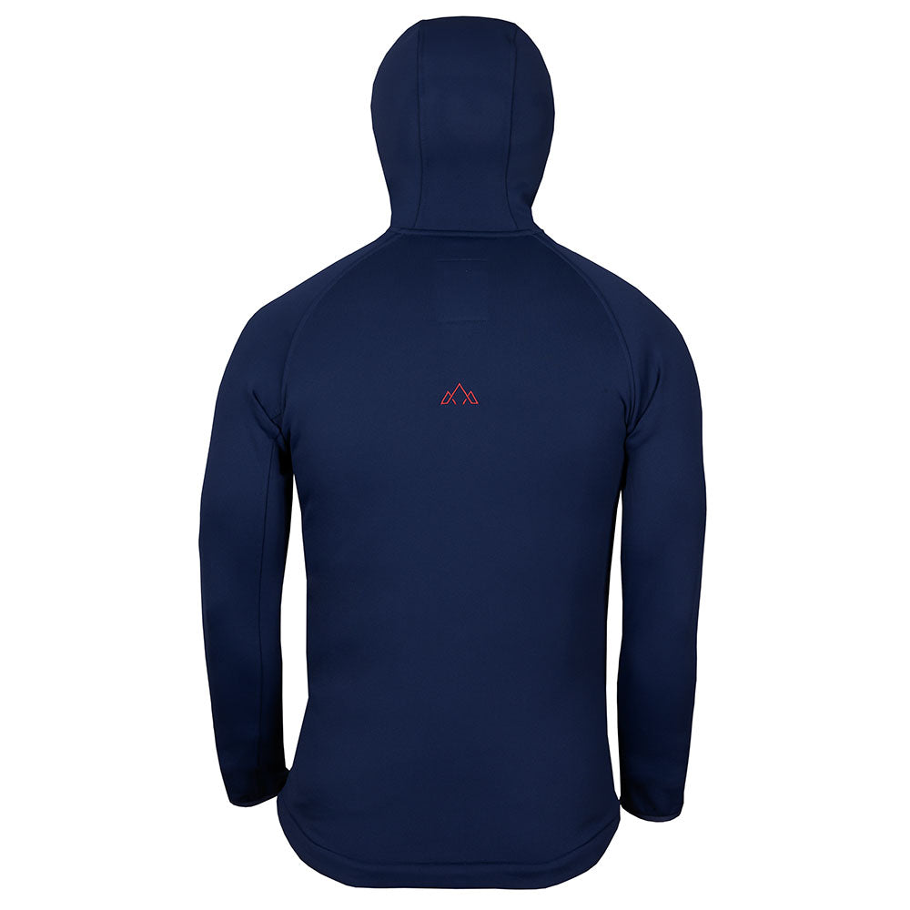 Fjern - Mens Vandring Stretch Fleece Jacket (Navy/Rust) | The Vandring is a mid-weight technical fleece hoodie designed for warmth, flexibility, and performance