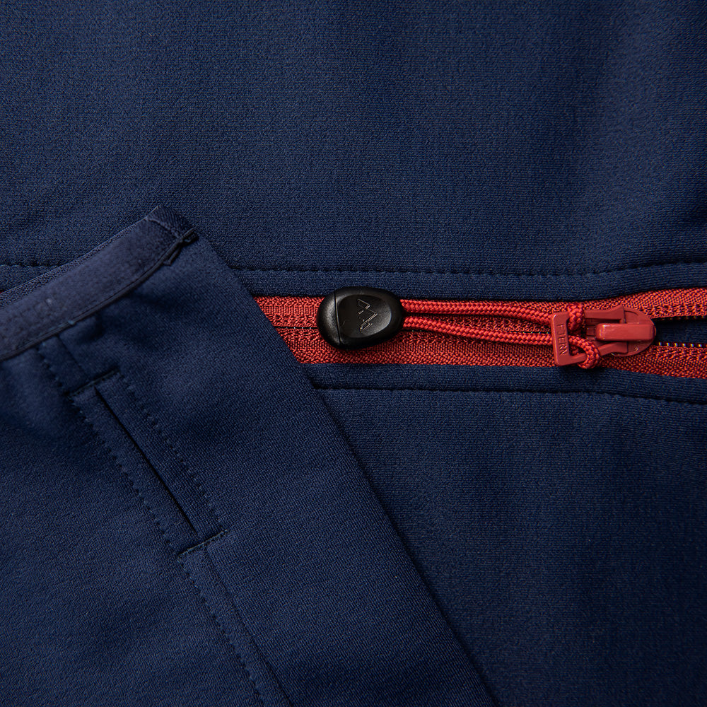 Fjern - Mens Vandring Stretch Fleece Jacket (Navy/Rust) | The Vandring is a mid-weight technical fleece hoodie designed for warmth, flexibility, and performance