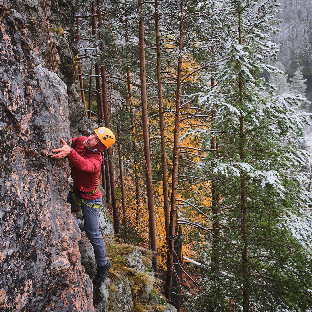 Orange) | The Vandring is a mid-weight technical fleece hoodie designed for warmth, flexibility, and performance