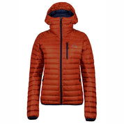 Fjern - Womens Aktiv Down Hooded Jacket (Burnt Orange/Navy) | Venture further with the Aktiv, a versatile and lightweight insulated layer that offers exceptional warmth in a compact package