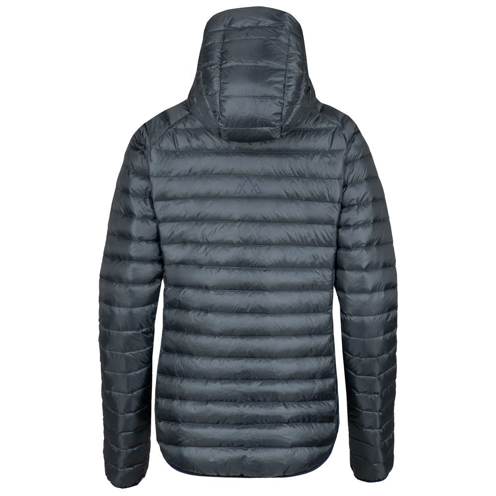 Fjern - Womens Aktiv Down Hooded Jacket (Charcoal/Navy) | Venture further with the Aktiv, a versatile and lightweight insulated layer that offers exceptional warmth in a compact package