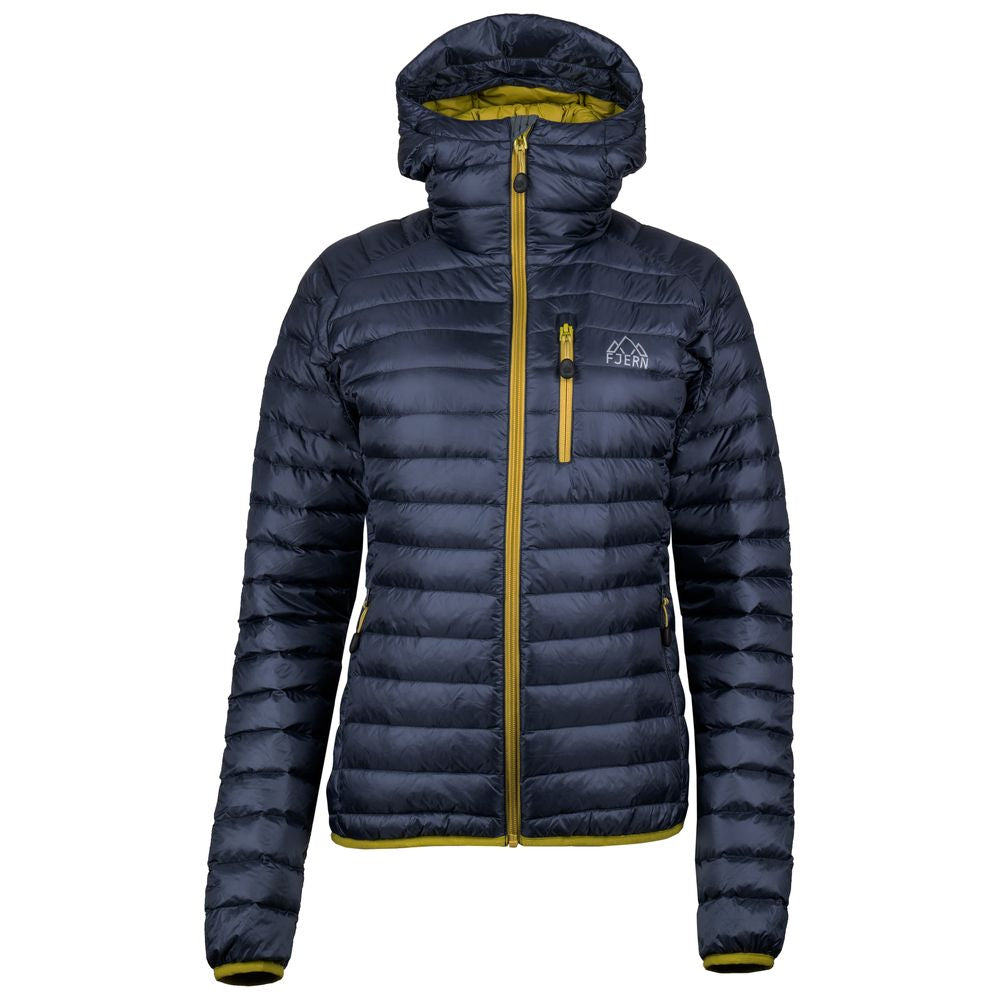 Fjern - Womens Aktiv Down Hooded Jacket (Storm Grey/Lime) | Venture further with the Aktiv, a versatile and lightweight insulated layer that offers exceptional warmth in a compact package