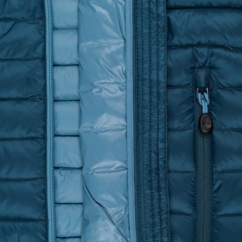 Fjern - Womens Aktiv Down Hoodless Jacket (Petrol/Arctic Blue) | Venture further with the Aktiv, a versatile and lightweight insulated layer that offers exceptional warmth in a compact package