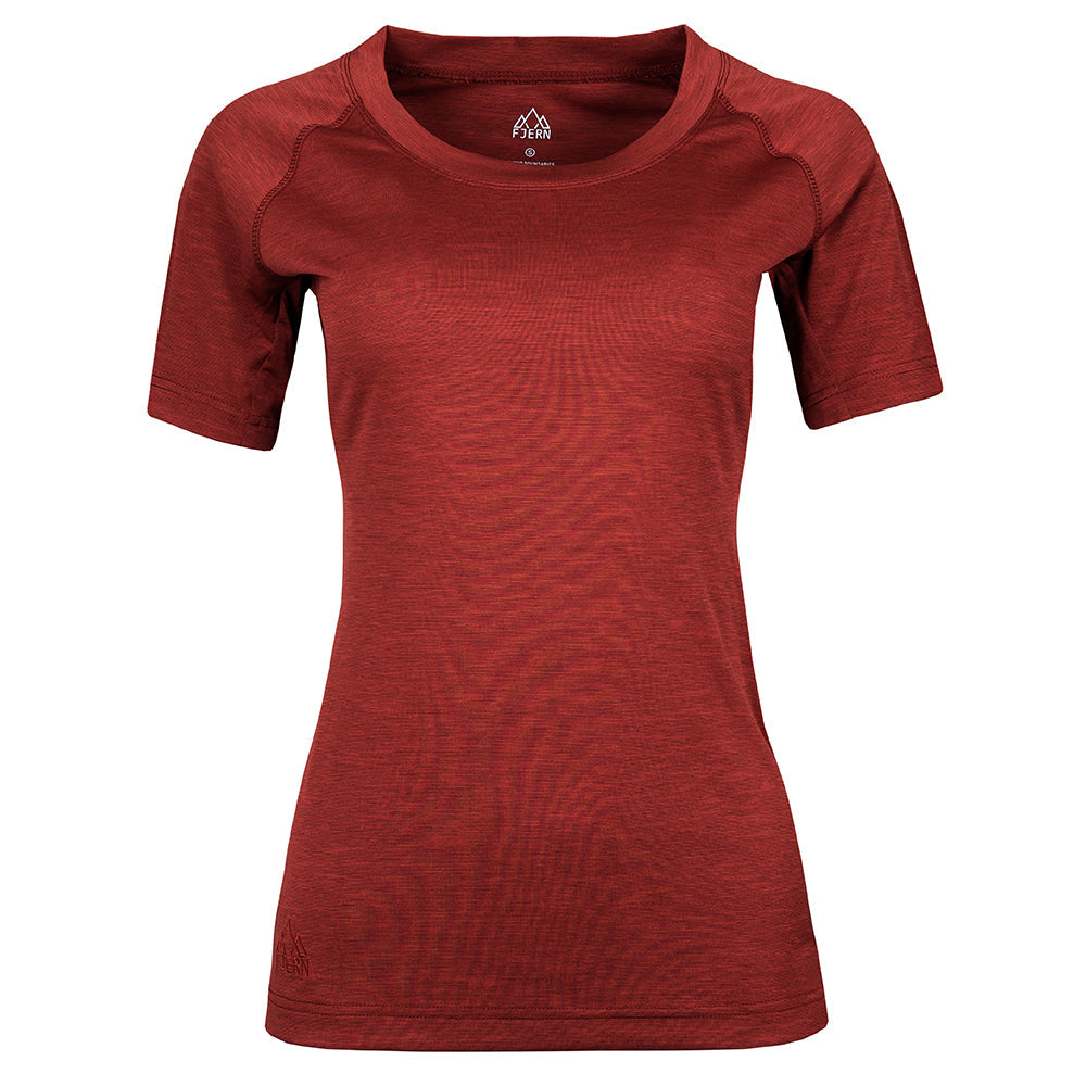 Fjern - Womens Andas Crew (Rust) | Find comfort and performance with our lightweight technical short sleeve crew, crafted from innovative S