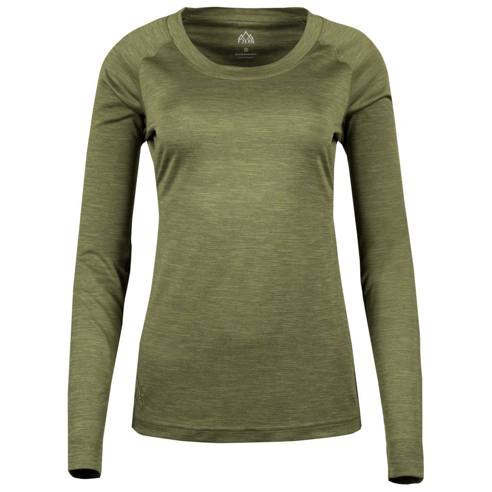 Fjern - Womens Andas Long Sleeve Crew (Olive) | Our lightweight technical long sleeve crew is crafted from S