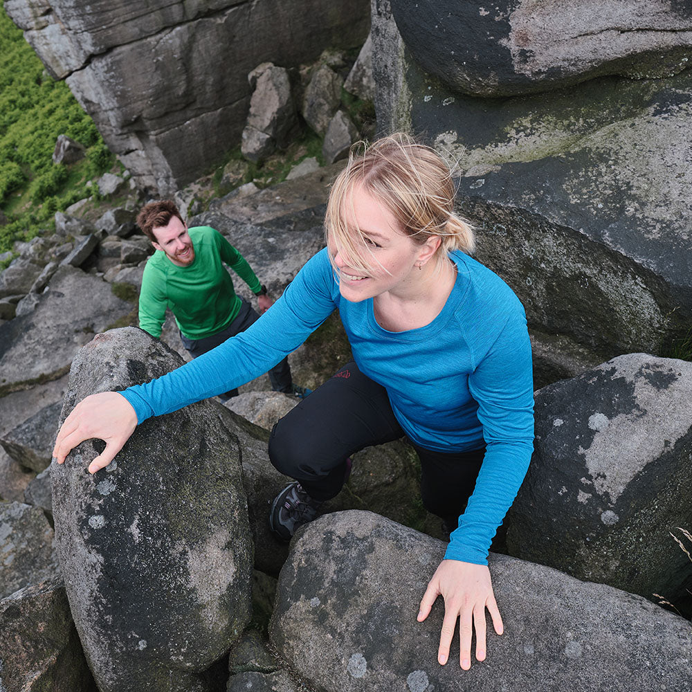 Fjern - Womens Andas Long Sleeve Crew (Teal) | Our lightweight technical long sleeve crew is crafted from S